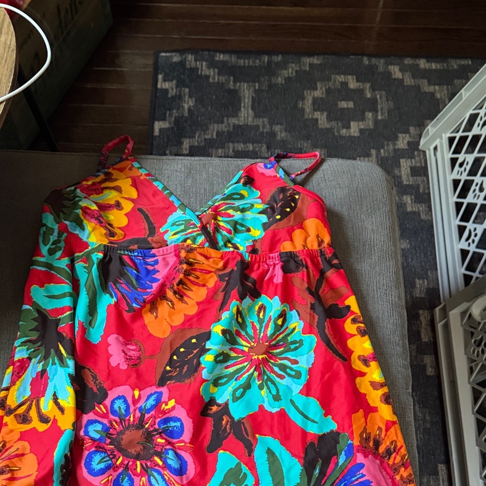 Lucky Brand Colorful Floral Bathing Suit/dress top